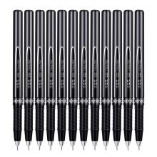 得力 S36 全针管中性笔金属笔夹 0.5mm 12支/盒 单位:盒 亮黑