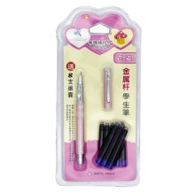 英雄 3101 金属杆笔囊组合钢笔（附送墨囊8支） 0.5mm  1套装 粉色 （单位：套）
