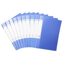 得力 27018 金属单强力夹+插页袋硬文件夹 A4 10个装 蓝色 （单位：包）