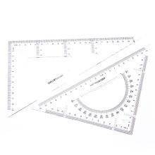 得力/deli 6425 文具套装 三角板带量角器23cm有效 通用规格,透明色