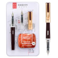 英雄 368 双尖钢笔（赠10*墨囊） EF+F尖 1套装 咖色 （单位：套）