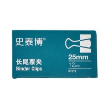 史泰博 C1017 4#长尾票夹 25MM 12只/盒 单位：盒 黑色