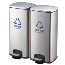 创世金典 60L 64*31.5*68cm 不锈钢分类垃圾桶 干湿分离双桶脚踏带盖 (单位：件)