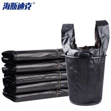 海斯迪克 30*50cm 加厚背心式垃圾袋 100只/扎 黑色（单位：扎）