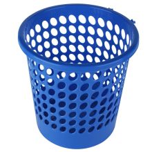 得力（deli）9556 办公家居经典圆形直桶不锈钢垃圾桶/纸篓/清洁桶（单位：个） 蓝色