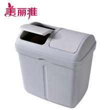 美丽雅/MARYYA HC081987 18L（9L+9L） 中号双格塑料桶翻盖式垃圾桶 灰色（单位：套）垃圾桶