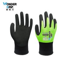 多给力(Wonder Grip) WG-1855HY 12双 丁睛发泡触屏作业手套涂胶涂掌防滑耐磨搬运劳保手套 7/S 荧光黄(单位：袋)