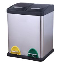 科力邦 KB1080 不锈钢垃圾桶大号环保分类垃圾桶脚踏式带盖静音商场酒店户外可回收垃圾箱 16L 本色 单位：个