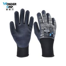 多给力(Wonder Grip) WG-333 12双 加强型乳胶起皱作业手套天然乳胶涤纶衬里物流搬运建筑工地劳保通用手套 10/XL 黑白色(单位：袋)